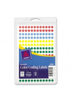 Round label, 0.25" Diameter - 192/Sheet - Circle - Assorted - Paper - 760 / Pack - ave05795